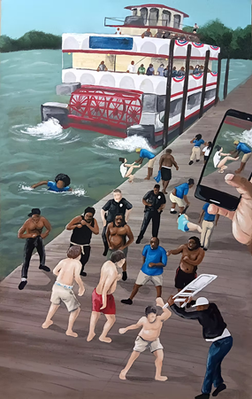 An artist's rendition of the August 5th brawl.
