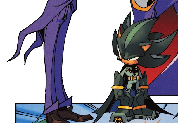 The Joker and Shadow (as Batman) standing almost side-by-side. Shadow is only about half Joker's size.