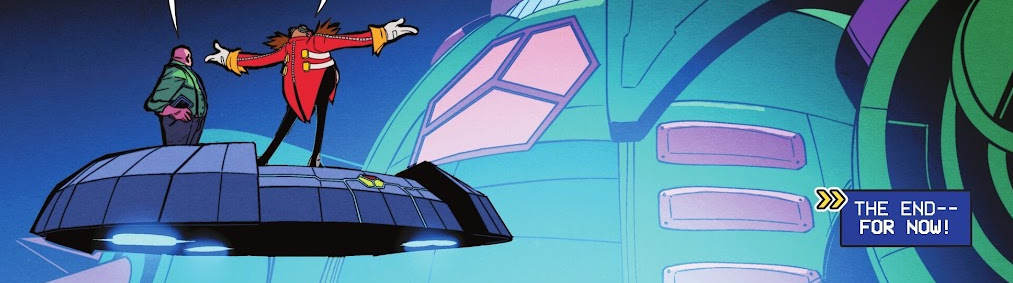 Eggman and Lex Luthor hanging out, talking about their robot collaboration.
