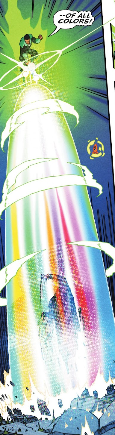 Green Lantern teaming up with the wisps, cumulating in Granny Goodness getting absolutely blasted by a giant rainbow beam.