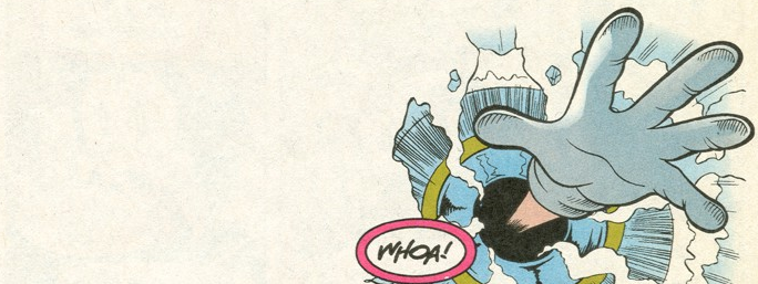 Once again, from Archic Sonic. Sonic is exclaiming "WHOA" as he reaches out of the void.