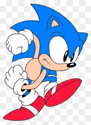 Sonic the hedgehog, poised to begin running.