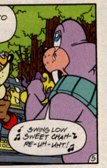 Rotor singing a line from a Black American spiritual, "Swing Low Sweet Chariot."